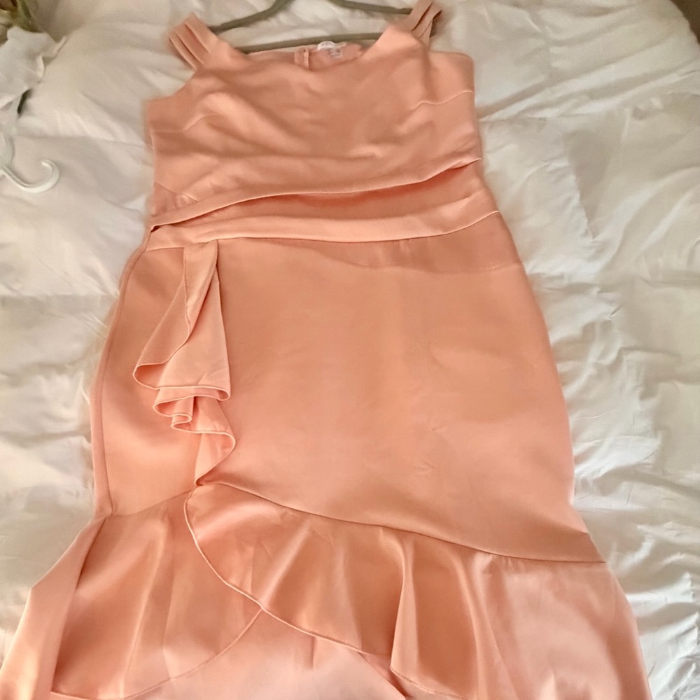 VENUS Asymmetrical Dress in Soft Peach